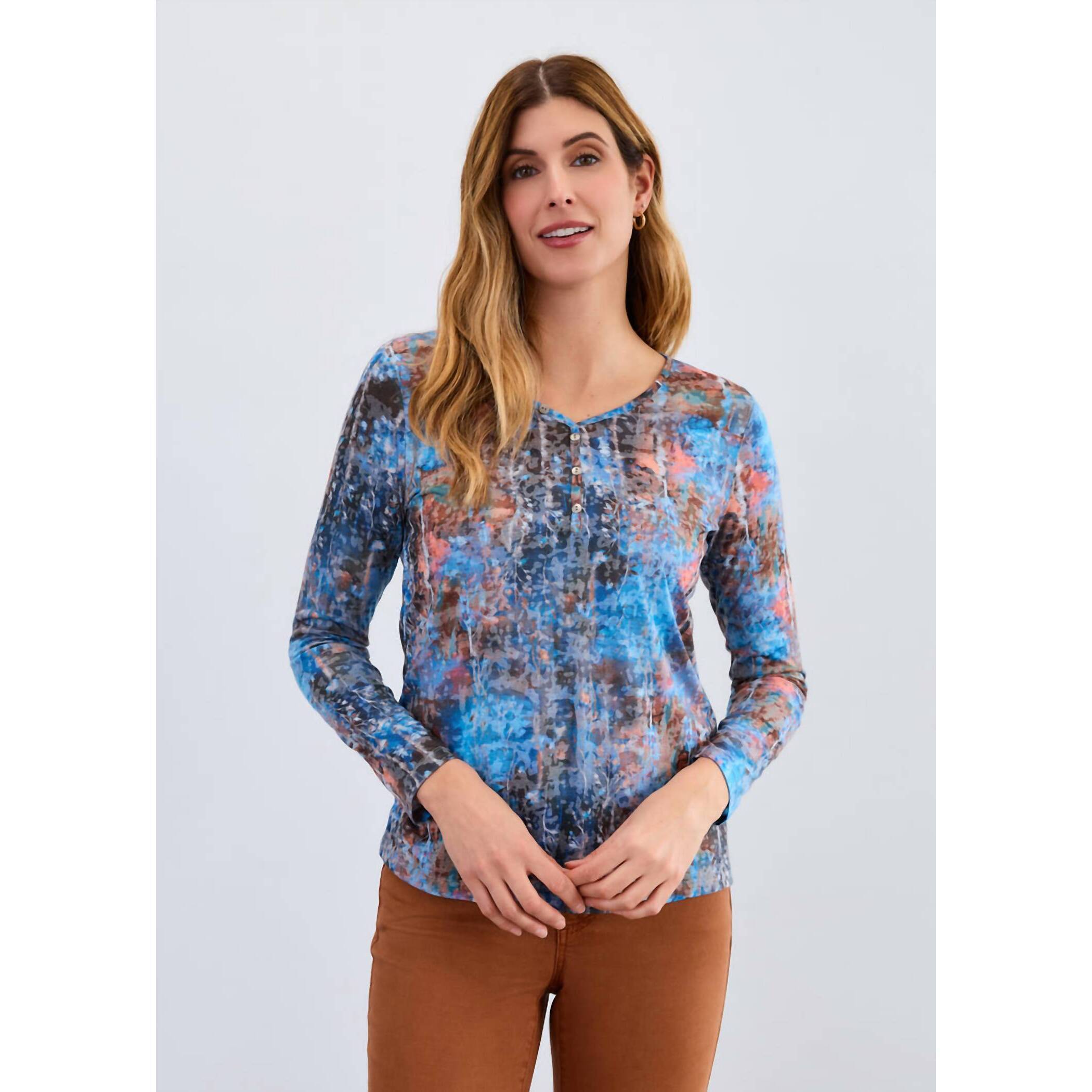 New Fdj Long Sleeve V Neck Top In White Chapel